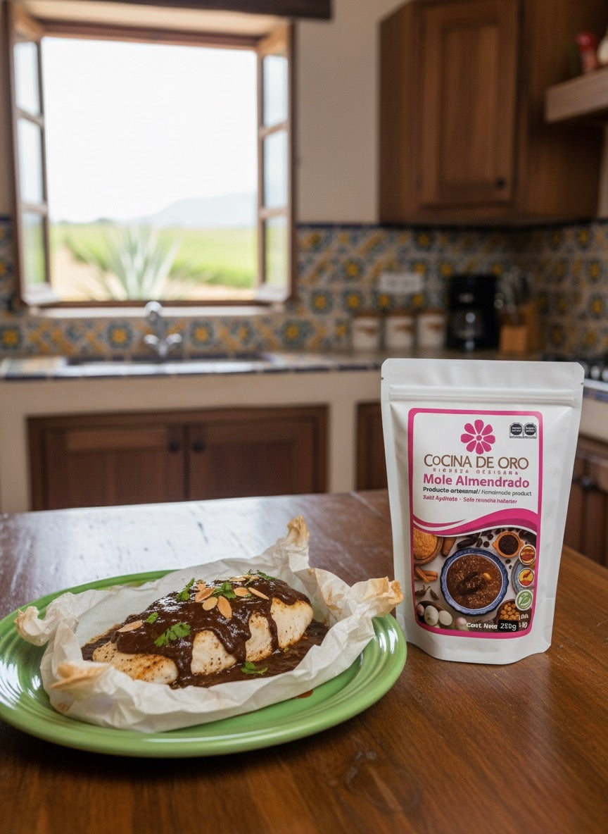 Pescado Empapelado en Mole Almendrado
