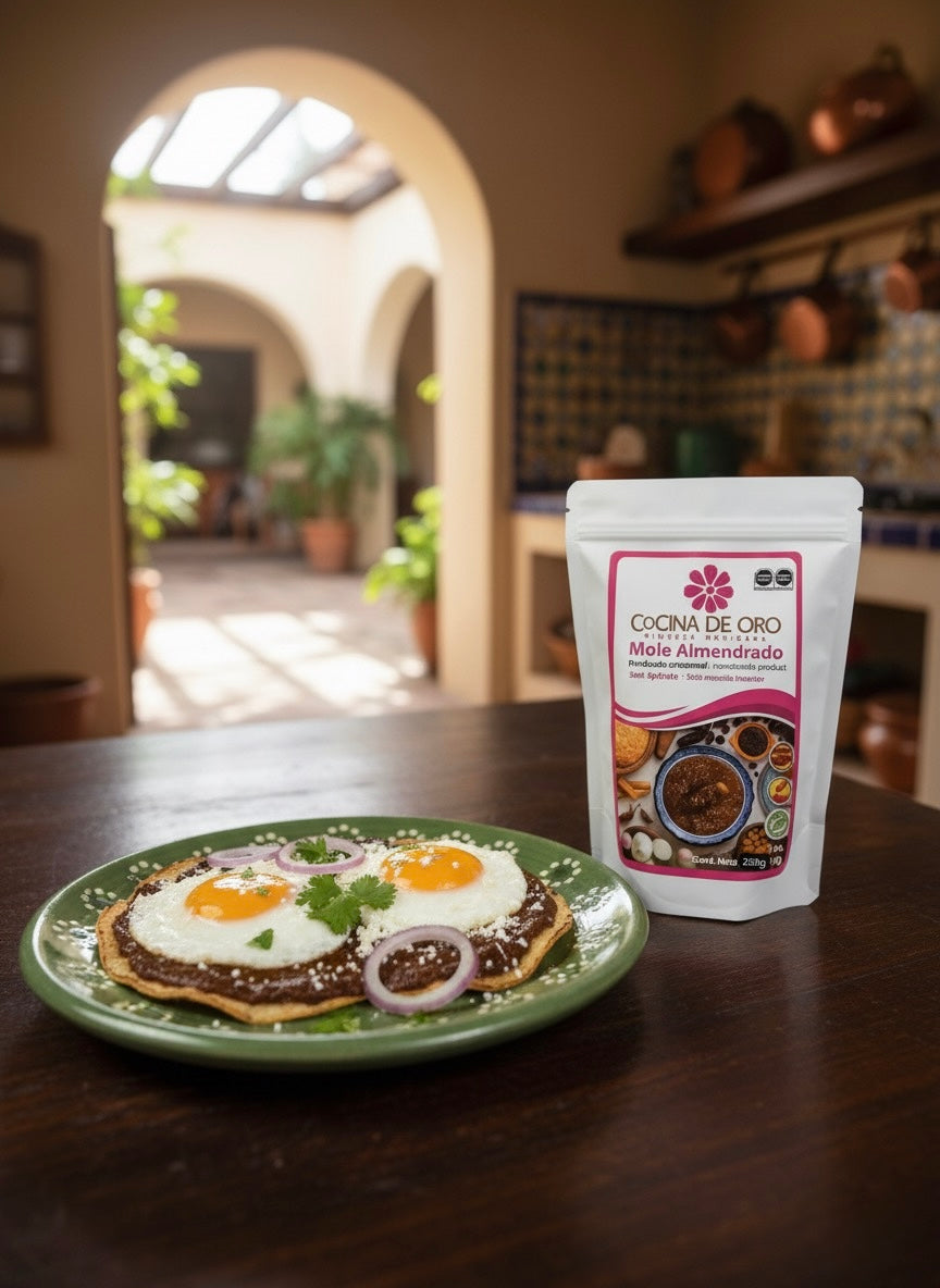 Huevos Rancheros con Mole Almendrado