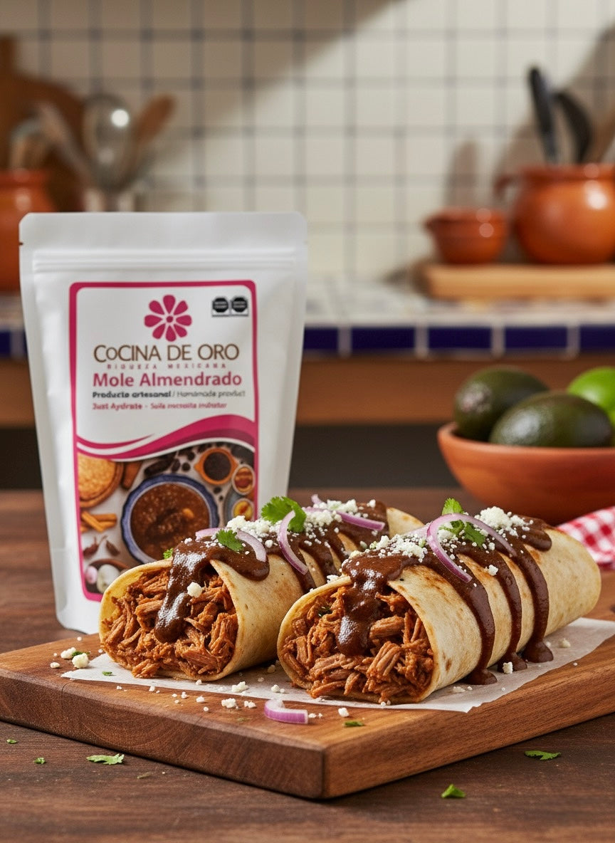 Burritos de Mole Almendrado y Carne Asada