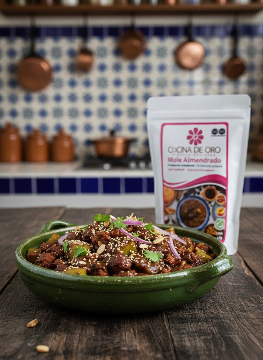 Mole Almendrado con Nopales y Chorizo